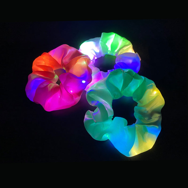 Wholesale Led Luminous Large Intestine Hair Ring DIY Night Light Flower Shiny Fat Intestine Head Rope Nightclub Rubber Band Hair Accessories